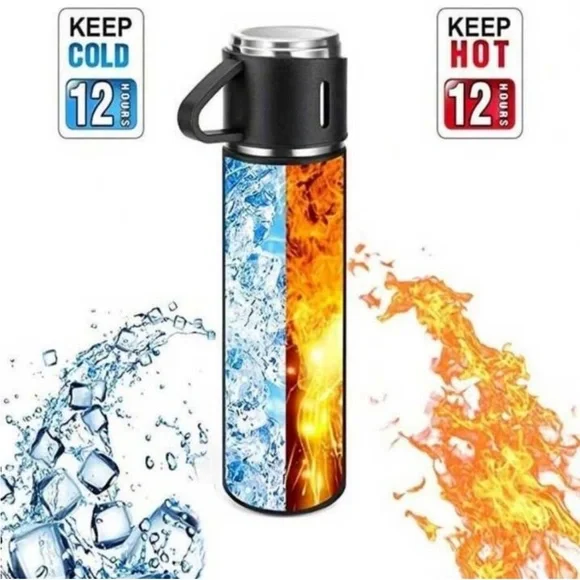 🆕 4PC Vacuum Thermos Bottle Set Blue - Picture 5 of 14